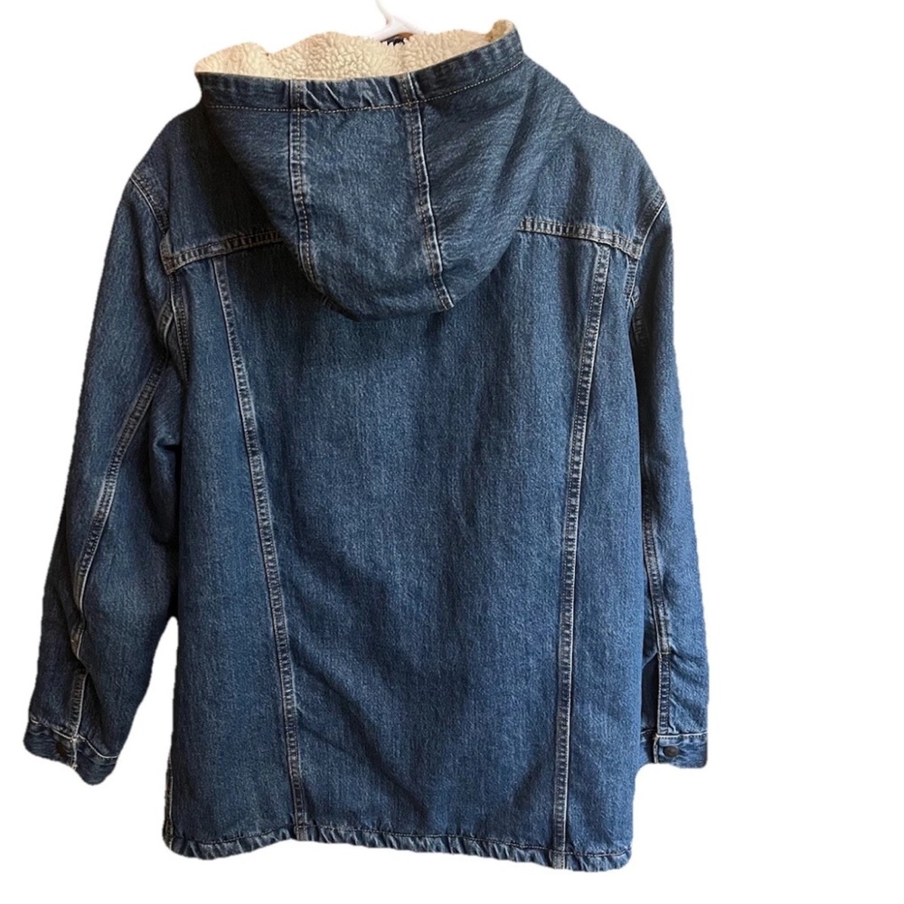 Levi's 72795 Sherpa Lined Hooded Denim Extended Length Jacket M Rare Oversized - Picture 2 of 13